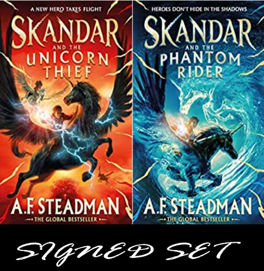 SIGNED FIRST EDITION SET: Skandar And The Unicorn Thief / Phantom Rider - A. F. Steadman